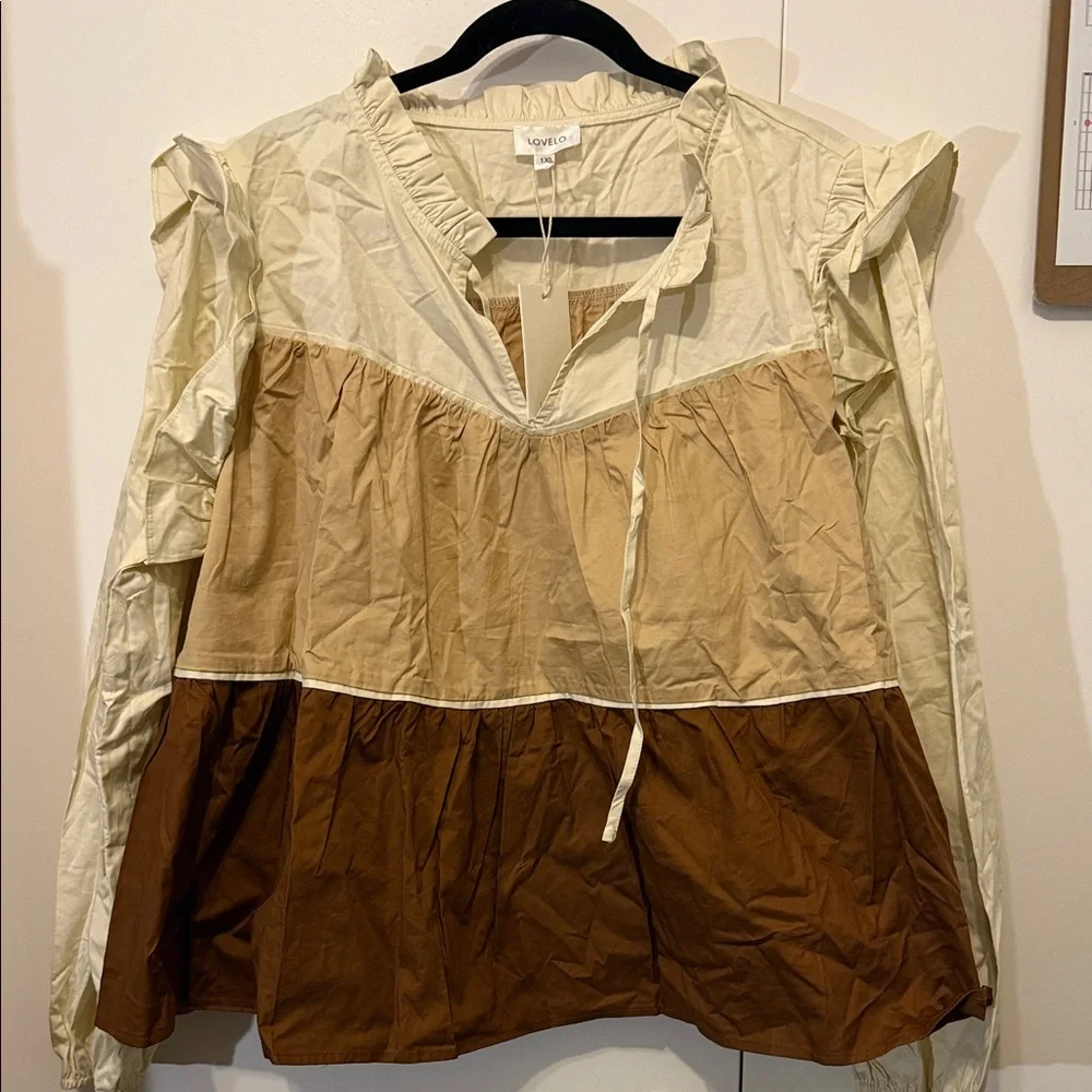 Colorblock Ruffle Blouse - Picture 1 of 2